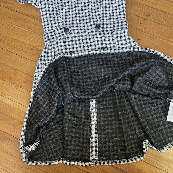 DKNY Women's Size 2 Black White Gingham Short Sleeve Fit And Flare Dress Stretch - Picture 9 of 9